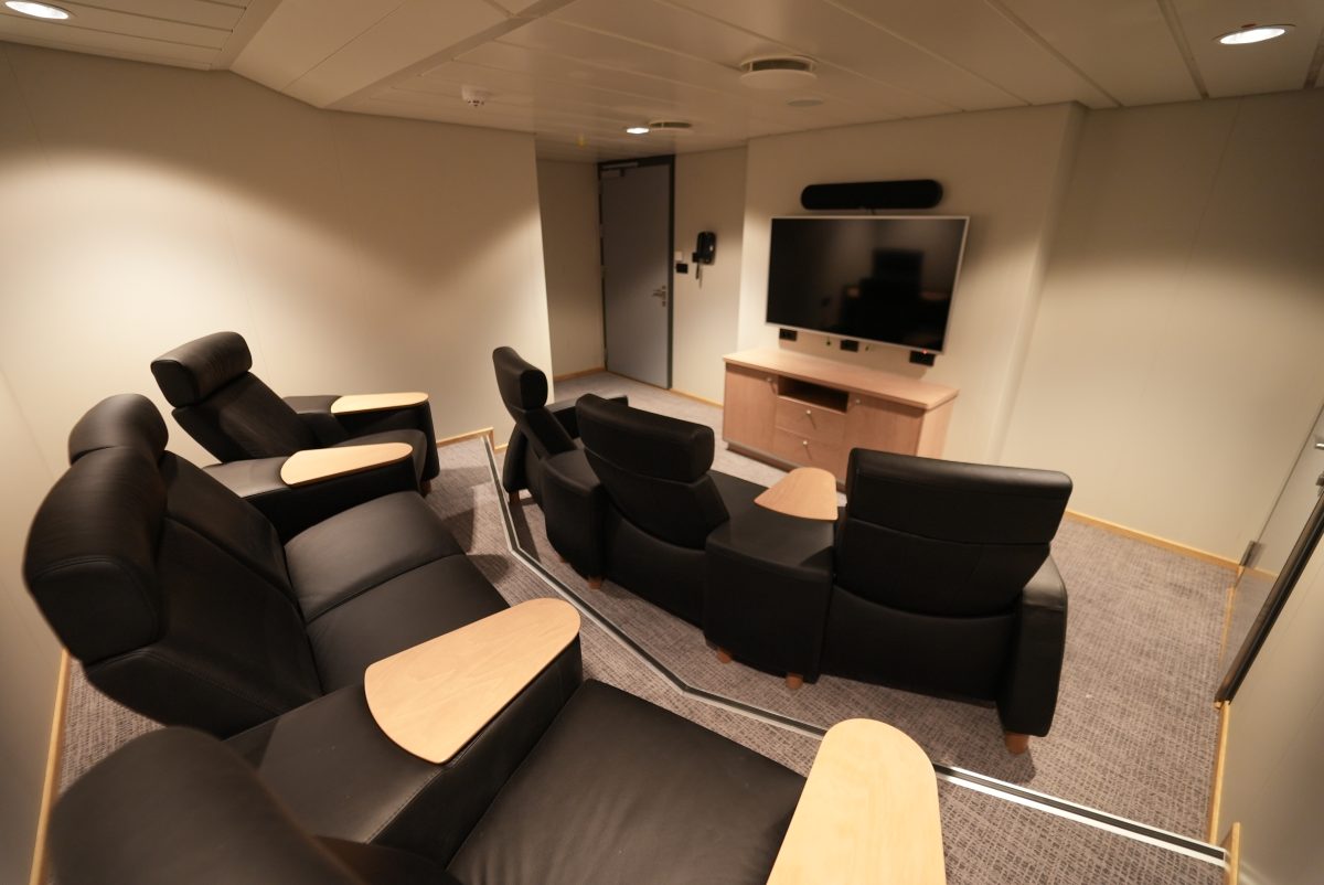 Accomar Marine Private Cinema Room With Recliner Seats And TV Area