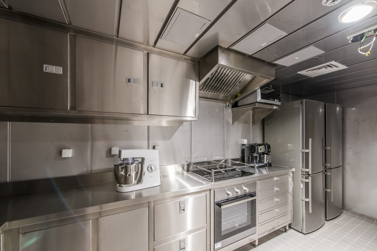 Accomar Marine Stainless Steel Galley Kitchen With Industrial Appliances