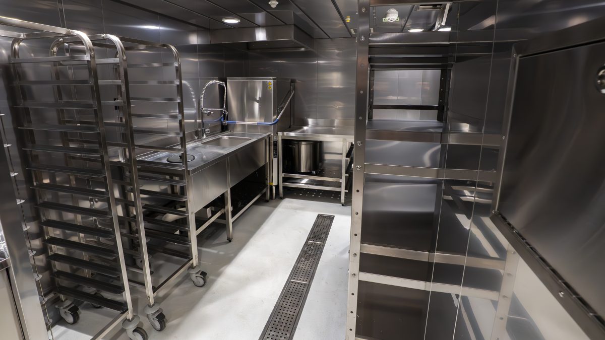 Accomar Marine Stainless Steel Galley Storage And Cleaning Area
