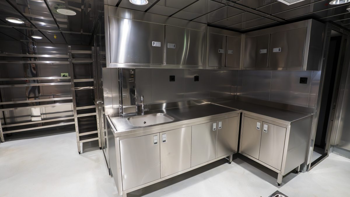 Accomar Marine Stainless Steel Galley Workstation And Storage Area